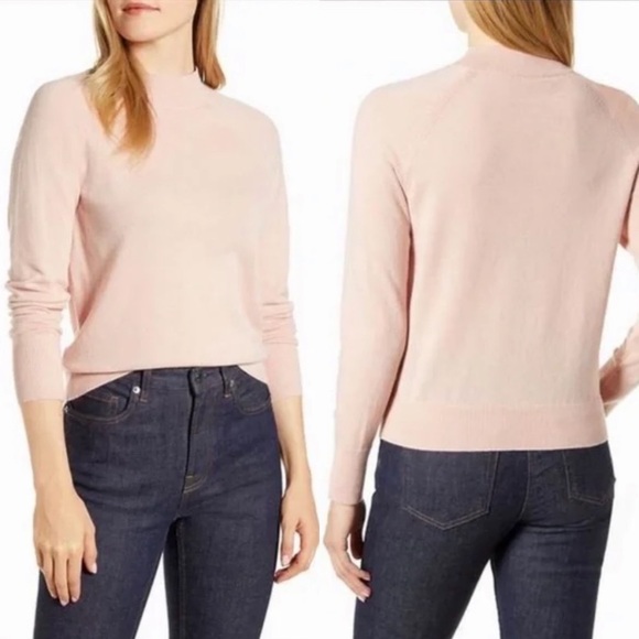 Everlane Pink Mock Neck Cashmere Sweater Size XS - Picture 3 of 8
